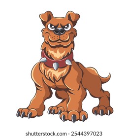 Ilustración vectorial de un feroz perro de dibujos animados con un collar con púas