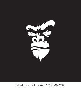 Vector illustration, ferocious gorilla head on black background
