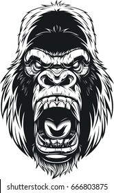 Vector Illustration Ferocious Gorilla Head On Stock Vector (Royalty ...