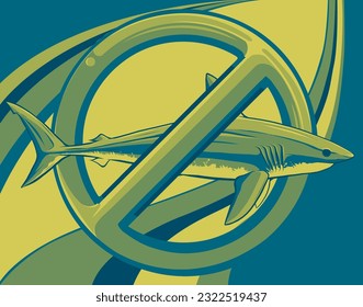 Ilustración vectorial de los feroces ataques de tiburones blancos