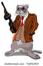Vector illustration. Ferret gangster