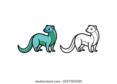 vector illustration of a ferret line art