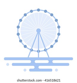 Vector illustration of Ferris wheel. 