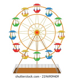 Vector illustration of a Ferris wheel. Amusement park, entertainment for children.