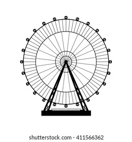 Vector illustration. Ferris wheel. Carnival. Funfair background.