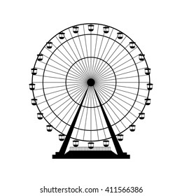 Vector illustration. Ferris wheel. Carnival. Funfair background.