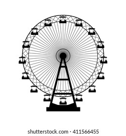 Vector illustration. Ferris wheel. Carnival. Funfair background.