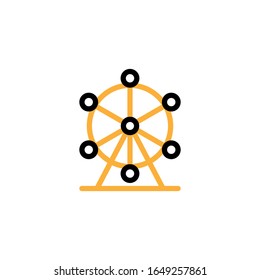 Vector illustration, ferris wheel icon. Line and two colour design template