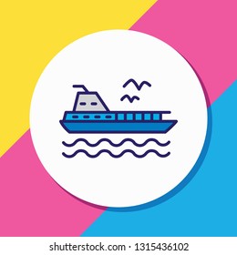 Vector illustration of ferry icon colored line. Beautiful maritime element also can be used as cruise icon element.