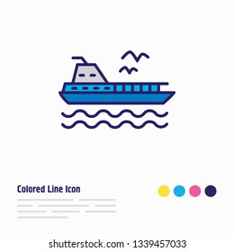 Vector illustration of ferry icon colored line. Beautiful nautical element also can be used as cruise icon element.