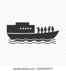 Vector illustration of ferry icon in dark color and transparent background(png).