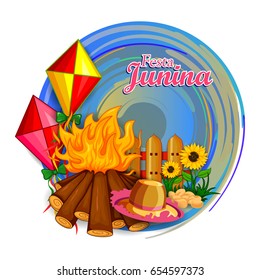 vector illustration of Festa Junina celebration background of Brazil and Portugal festival
