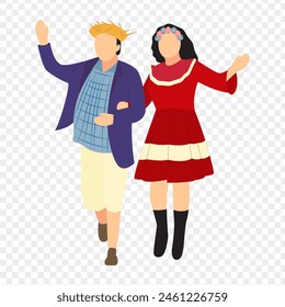 Vector illustration of festa junina dancing people on transparent background