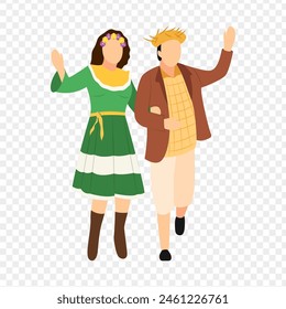 Vector illustration of festa junina dancing people on transparent background