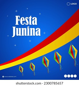 Vector illustration of Festa Junina social media story feed mockup template