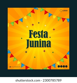 Vector illustration of Festa Junina social media story feed mockup template