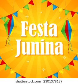 Vector illustration of Festa Junina social media story feed mockup template