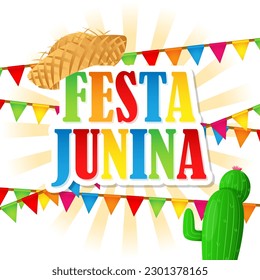 Vector illustration of Festa Junina social media story feed mockup template