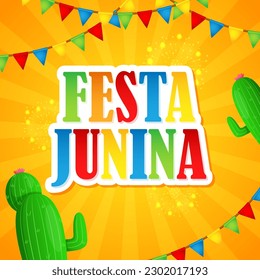 Vector illustration of Festa Junina social media story feed mockup template