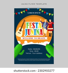 Vector illustration of Festa Junina social media story feed mockup template