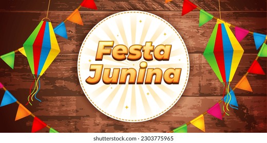 Vector illustration of Festa Junina social media story feed mockup template