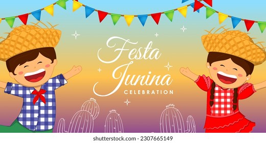 Vector illustration of Festa Junina social media story feed mockup template