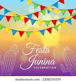 Vector illustration of Festa Junina social media story feed mockup template