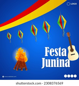 Vector illustration of Festa Junina social media story feed mockup template