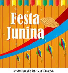 Vector illustration of Festa Junina social media feed template