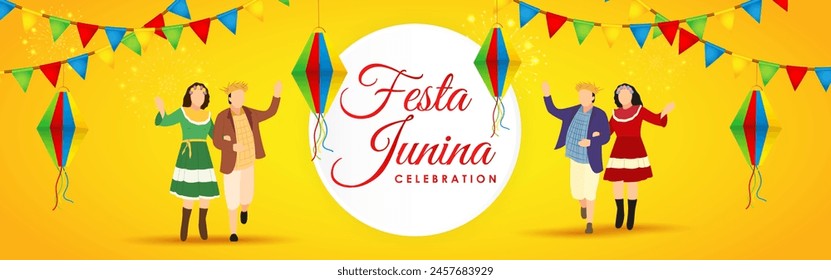 Vector illustration of Festa Junina social media feed template