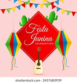 Vector illustration of Festa Junina social media feed template