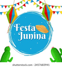 Vector illustration of Festa Junina social media feed template