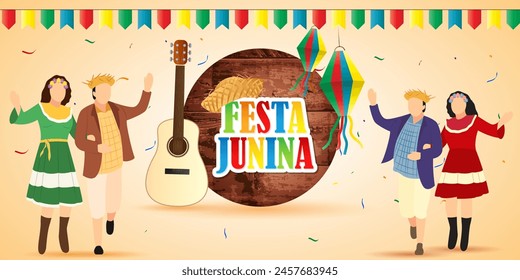 Vector illustration of Festa Junina social media feed template