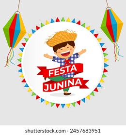 Vector illustration of Festa Junina social media feed template