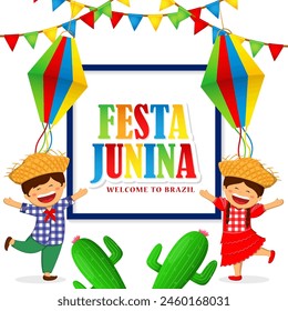 Vector illustration of Festa Junina social media feed template