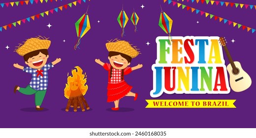 Vector illustration of Festa Junina social media feed template