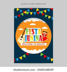 Vector illustration of Festa Junina social media feed template