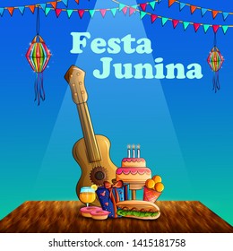 vector illustration of Festas Junina celebration background for traditional holiday of Brazil