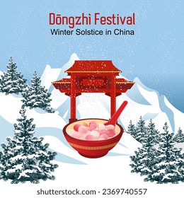 Ilustración vectorial del Festival de Dōngzhì