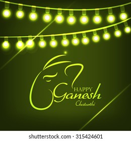 Vector illustration festival of Ganesh Chaturthi on shiny background.
