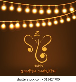 Vector illustration festival of Ganesh Chaturthi on shiny background.