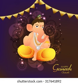 Vector illustration festival of Ganesh Chaturthi on colourful background.