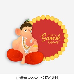 Vector illustration festival of Ganesh Chaturthi on colourful background.