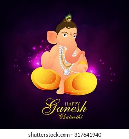 Vector illustration festival of Ganesh Chaturthi on colourful background.