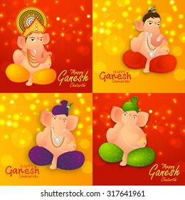 Vector illustration festival of Ganesh Chaturthi on colourful background.