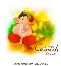 Vector illustration festival of Ganesh Chaturthi on colourful background.