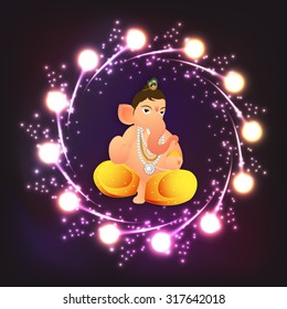 Vector illustration festival of Ganesh Chaturthi on colourful background.