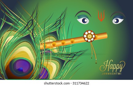  Vector Illustration festival of Happy Janmasthami.