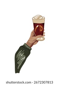 Ilustración vectorial de ambiente festivo con vino caliente