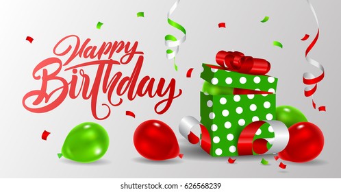 Vector illustration festive background birthday with gifts and balloons